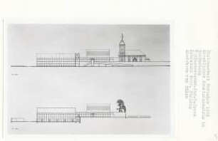 Kirchliches Gemeindezentrum, Berlin-Schöneberg (Diplomarbeit bei Peter Poelzig): Ansichten von Süden