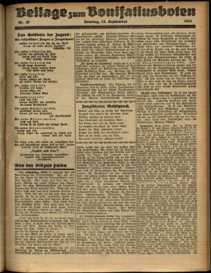 Zweite Ausgabe vom Sonntag, den 20. September 1931.