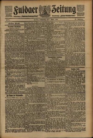 Erste Ausgabe vom Donnerstag, den 01. April 1909.