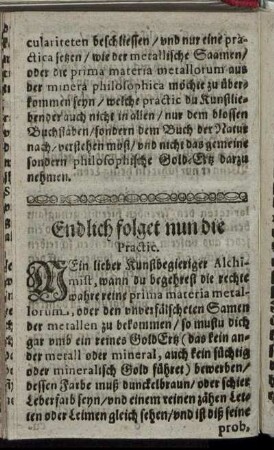 Endlich folget nun die Practic.