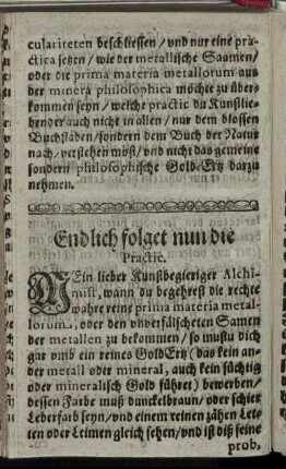 Endlich folget nun die Practic.