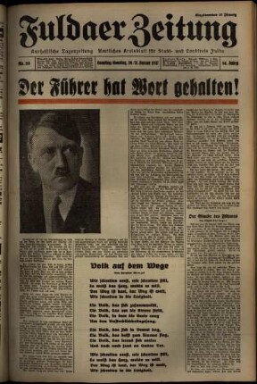 Erste Ausgabe vom Samstag, den 30. Januar 1937.