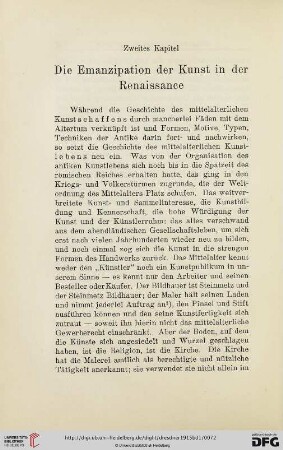 Zweites Kapitel: Die Emanzipation der Kunst in der Renaissance