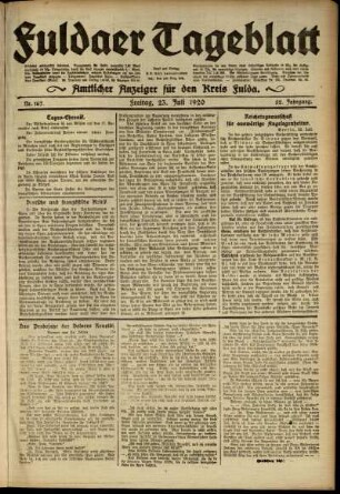 Ausgabe vom Freitag, den 23. Juli 1920.
