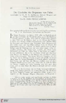 3: Die Geschichte des Bergmanns von Falun, vornehmlich bei E. T. A. Hoffmann, Richard Wagner und Hugo von Hofmannsthal