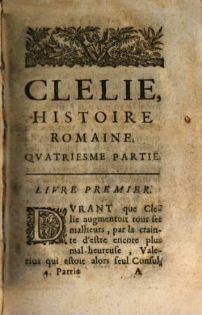 Clélie : histoire romaine, [7]. 4. partie. - 1658