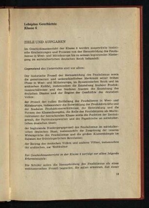 Lehrplan Geschichte Klasse 6