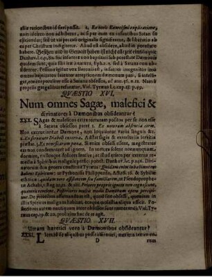 Quaestio XVII. Utrum haeretici vere a Daemonibus obsideantur?