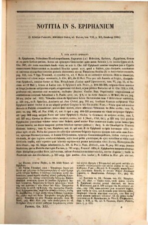 Tu en hagiois patros hēmōn Epiphaniu episkopu Kōnstanteias tēs Kypru ta sōzomena panta, 1
