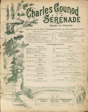 Sérénade : (Quant tu chantes) ; chant avec acc. de piano ou harmonium et violon, ou flûte ou violoncelle (ad lib.)