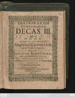Diatribarum Domesticarum Decas III.