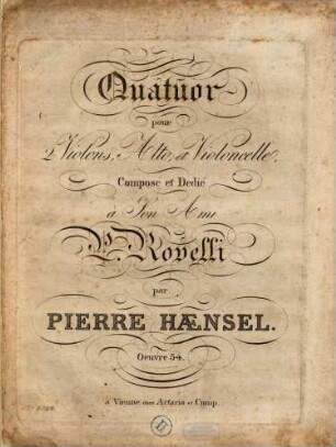 Quatuor pour 2 violons, alto et violoncelle : oeuvre 34