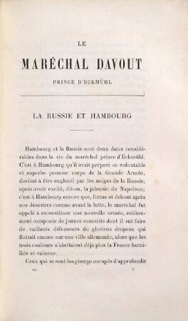 Le Maréchal Davout, prince d'Eckmühl : raconté par les siens et par lui-même, [3]. Russie et Hambourg