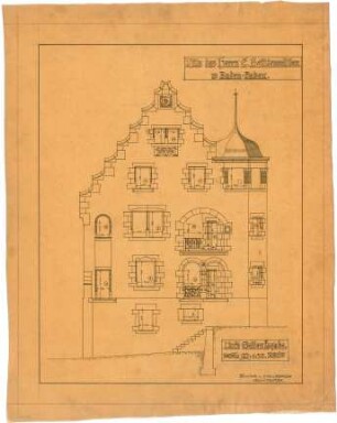 Billing, Hermann; Baden-Baden, Vicentistr. 14; Haus Beuttenmüller senior - Linke Seitenfassade (Ansicht)