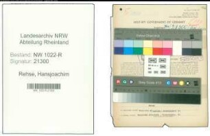 Entnazifizierung Hansjoachim Rehse , geb. 31.10.1922 (Lehrer)