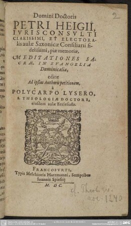 Meditationes sacrae in evangelia dominicalia