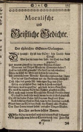 Moralische und Geistlicher Gedichte.
