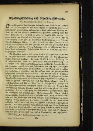 Begabungsforschung und Begabungsförderung