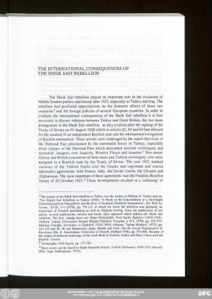 The International Consequences Of The Sheik Sait Rebellion