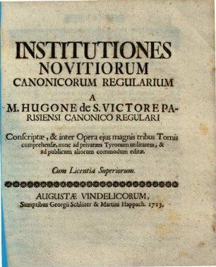 Institutiones novitiorum cononicorum regularium