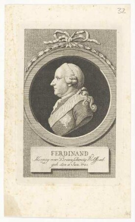 Bildnis des Ferdinand Herzog von Braunschweig Wolffenb.