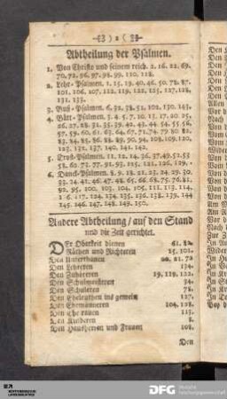 Abtheilung der Psalmen