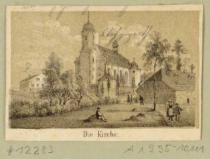Die Kirche in Ebersbach in der Oberlausitz, Ausschnitt aus einem Bilderbogen