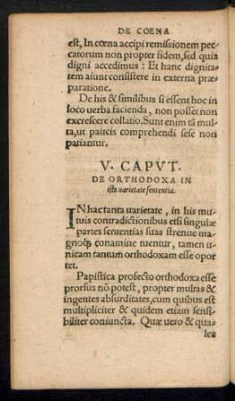 V. Caput. De Orthodoxa in ista varietate sententia.