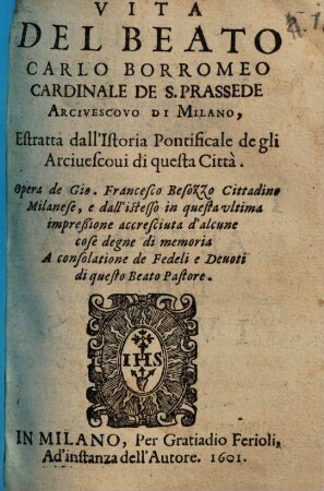 Vita del Beato Carlo Borromeo Card.
