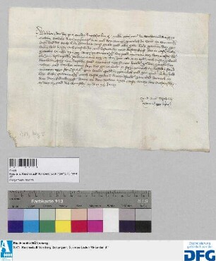 König Wenzel gebietet der Stadt Nürnberg dem Ulrich Pfinczig Bürger zu Nürnberg 100 fl. von der Reichssteuer auszubezahlen.