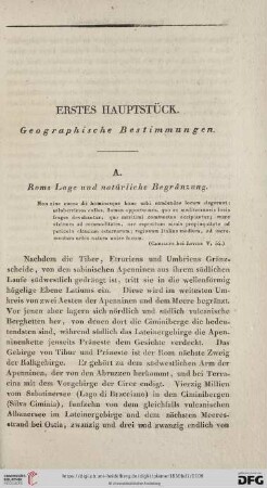 A. Roms Lage ud natürliche Begrenzung