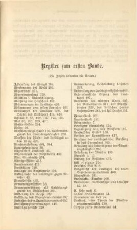 Register zum ersten Bande