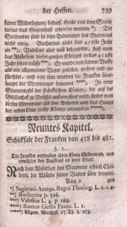 Neuntes Kapitel. Schicksale der Franken von 458 bis 481.