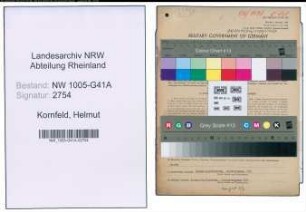 Entnazifizierung Helmut Kornfeld , geb. 05.05.1907 (Polizeibeamter)