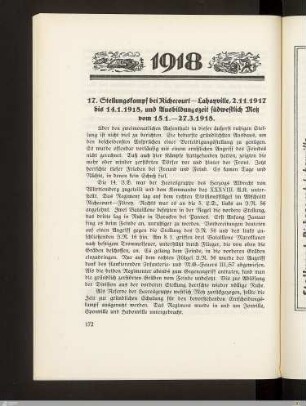 17. Stellungskampf bei Richecourt - Lahayville und Ausbildungszeit südwestlich Metz