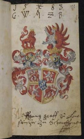 Wappen: Graf Wolfgang (II.) von Löwenstein-Scharfeneck (1555-1596), Eintrag 1583