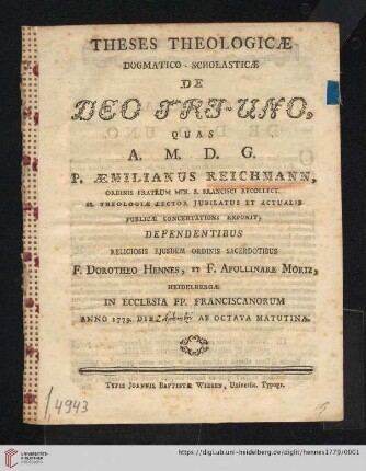 Theses Theologicæ Dogmatico-Scholasticæ De Deo Tri-Uno