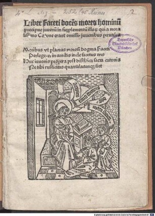 Liber faceti, docens mores hominum precipue iuvenum