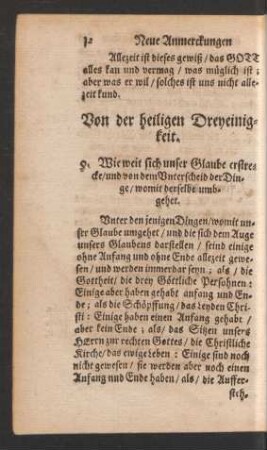 Von der heiligen Dreyeinigkeit.