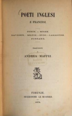 Gemme straniere : Traduzioni di Andrea Maffei, 2
