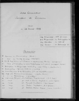 Acta Conventus Senatus et Civium, Jovis d. 14 Decemb. 1843