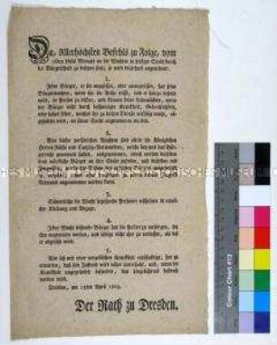 Bekanntmachung des Rates zu Dresden betreffend die Aufstellung von Bürgerwachen