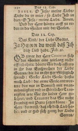 Das 12. Cap. Das Kind/ der Liebe Gottes.