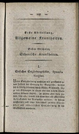 Erster Abschnitt. Sthenische Krankheiten.