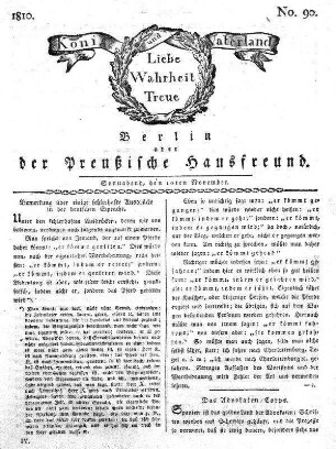 No. 90., 10ten November 1810