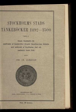 Ser. 2,3: Stockholms stads tänkeböcker 1492-1500