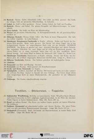 Textilien.- Stickereien. – Teppiche (Nr. 271-303)