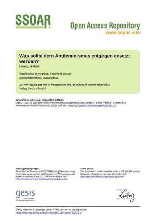 Was sollte dem Antifeminismus entgegen gesetzt werden?