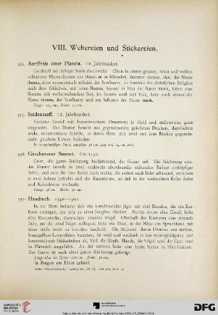 VIII. Webereien und Stickereien (Nr. 394-410h)