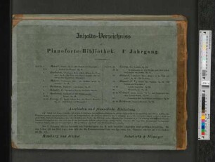 Inhalts-Verzeichnis der Pianoforte-Bibliothek. 1r Jahrgang
